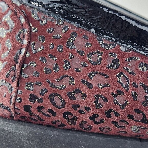 Di Chenzo Platform Loafer Womens 9.5/10 Ocelot Burgundy Leather Italian Leopard - Picture 12 of 13